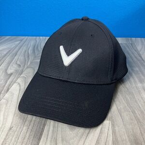 New Callaway Black On Black Adjustable Golf Hat Cap Liquid Metal Logo